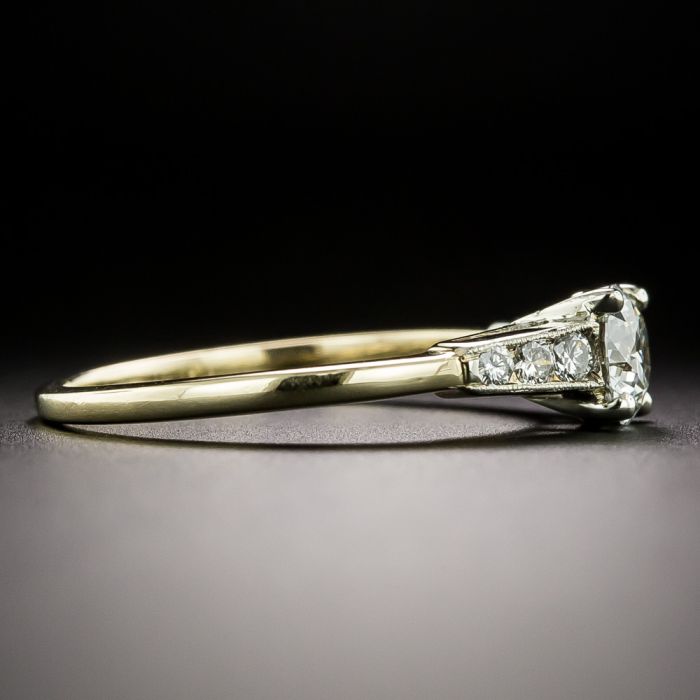 Estate .61 Carat Diamond Two-Tone Engagement Ring - GIA F VS1