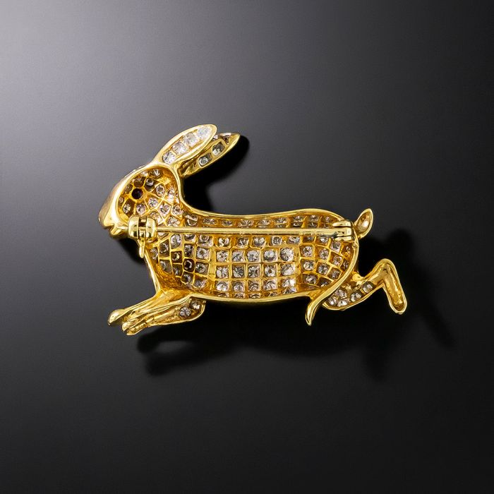 Estate Diamond Bunny Brooch