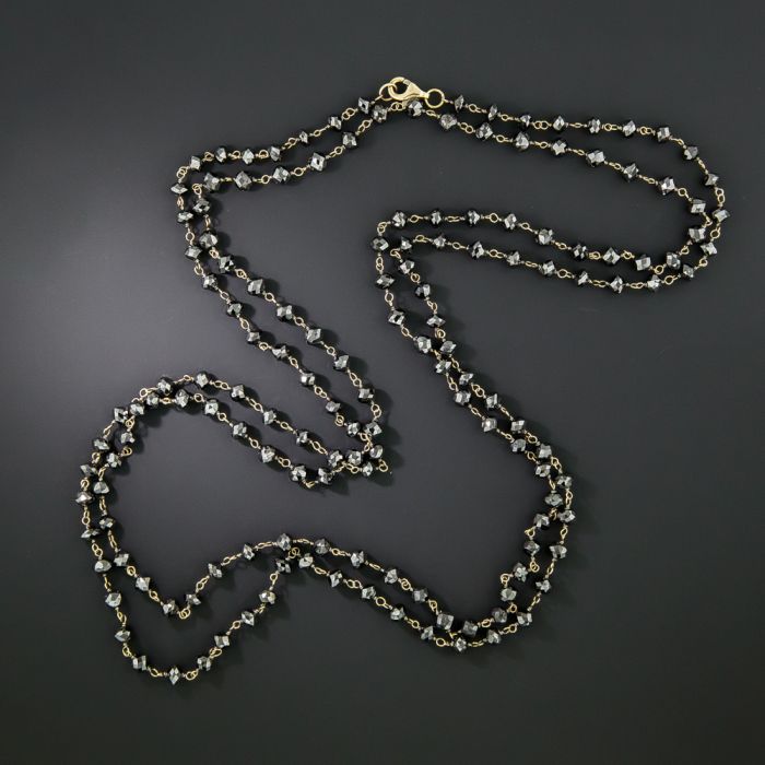 Estate Faceted Black Diamond Bead Necklace Estate Faceted Black Diamond Bead Necklace