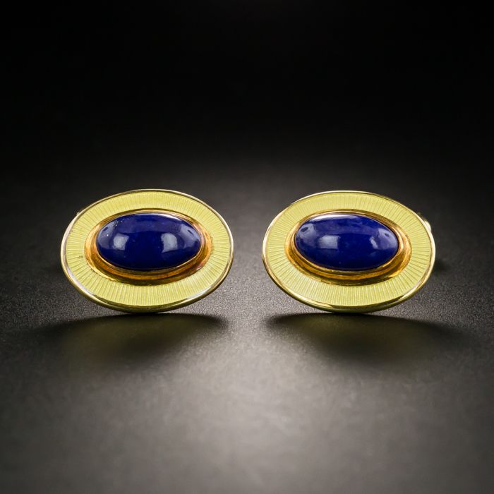 Elegant Round Blue Lapis on sale Lazuli Cufflinks