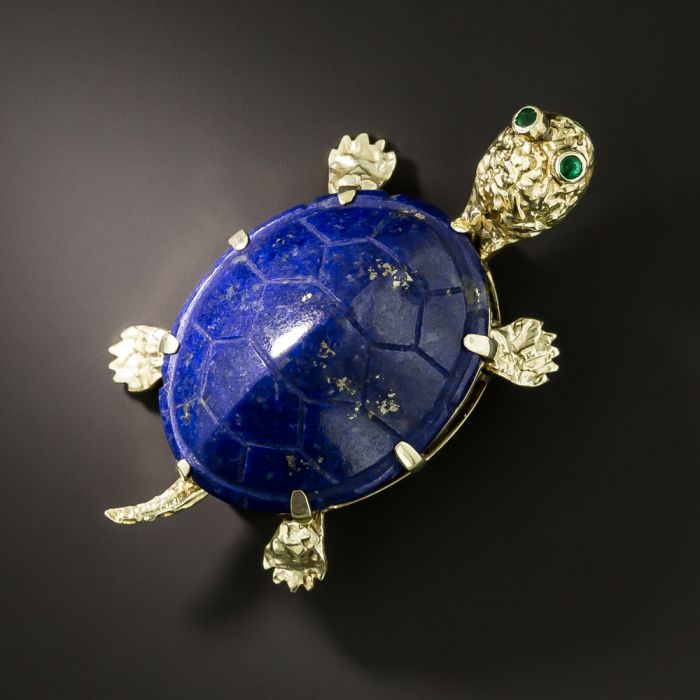 Lapis Lazuli Inlay Cast shops Sterling Silver Turtle Brooch