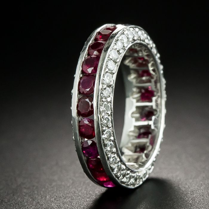 Estate Ruby and Diamond Eternity Band Size 5 1 4
