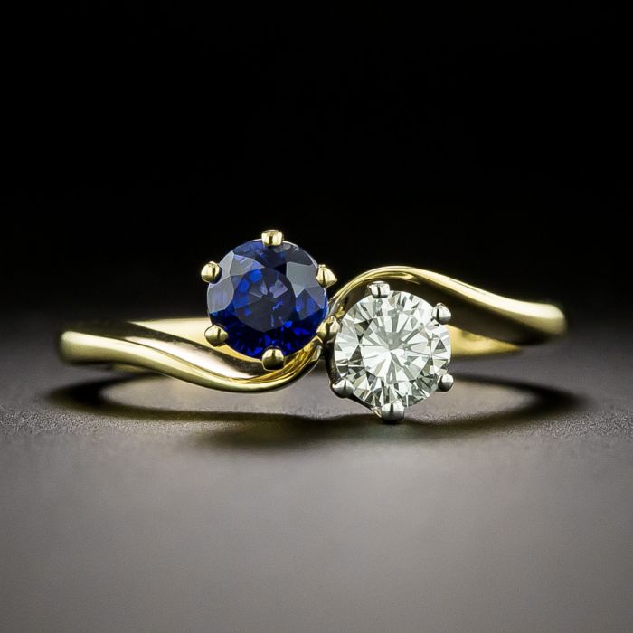 Estate Sapphire and Diamond Toi et Moi Ring by Garrard of London