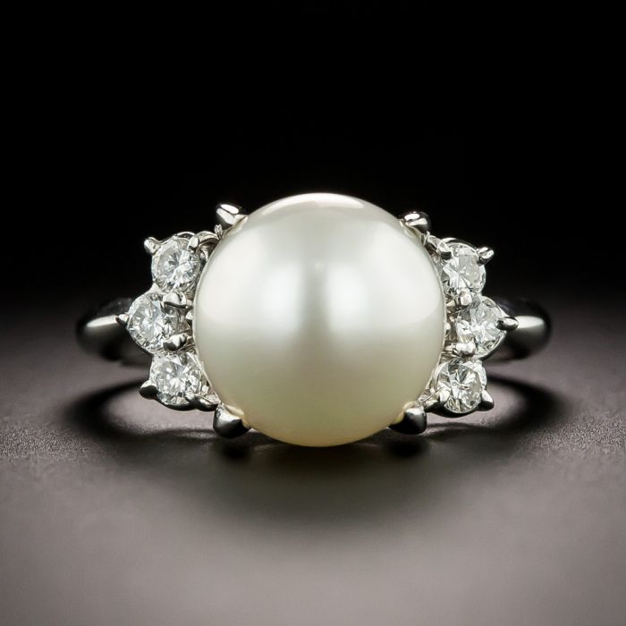 55Carat Natural South Sea Pearl Silver Ring - Sterling Silver, June Birthstone, Women's Ring Sizes 4-13