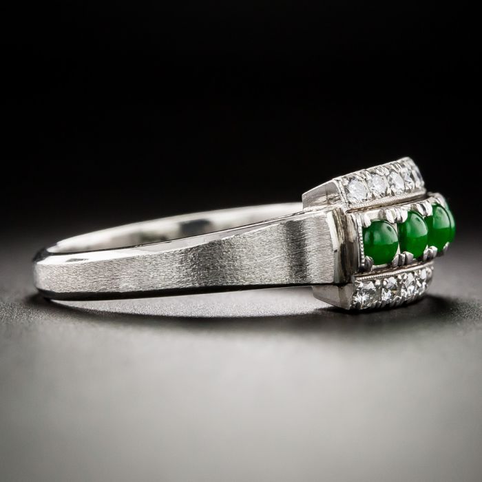 Five-Stone Jade and Diamond Ring