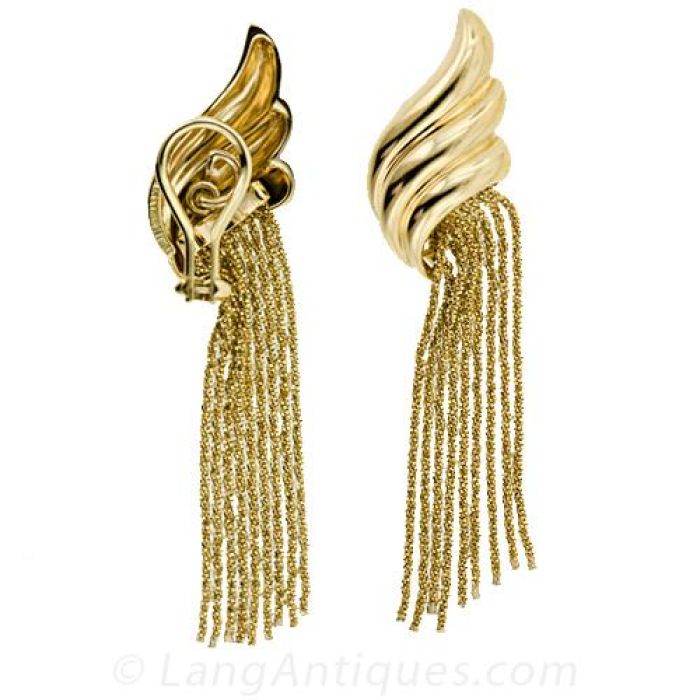 150-5536 - 2.46ct 14k Yellow Gold Diamond Link Drop Earrings