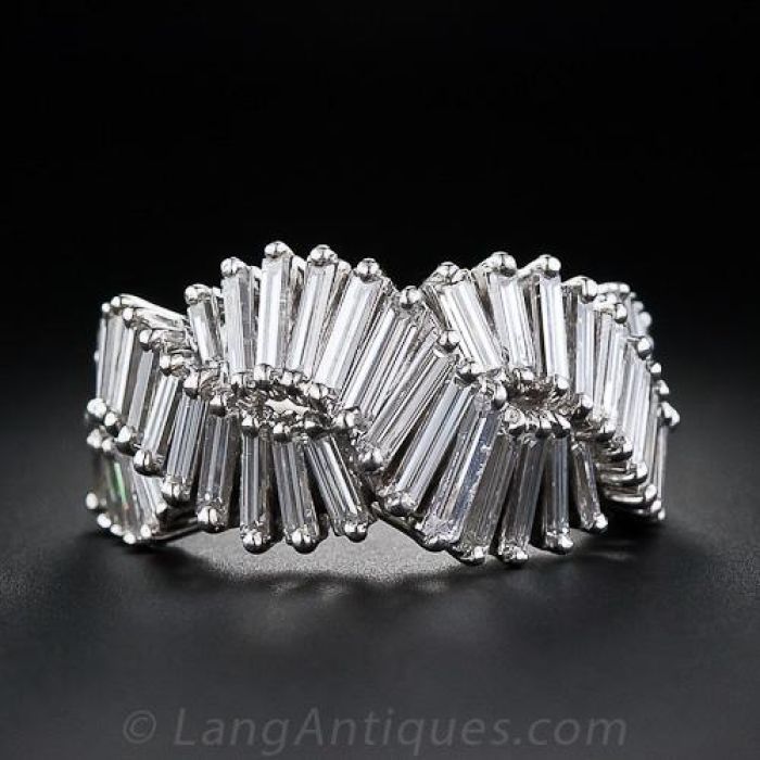 Vintage baguette engagement ring hot sale