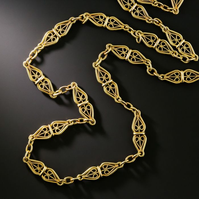 フランスアンティーク　　① French Antique 18K Chain Necklace, 46 Inches