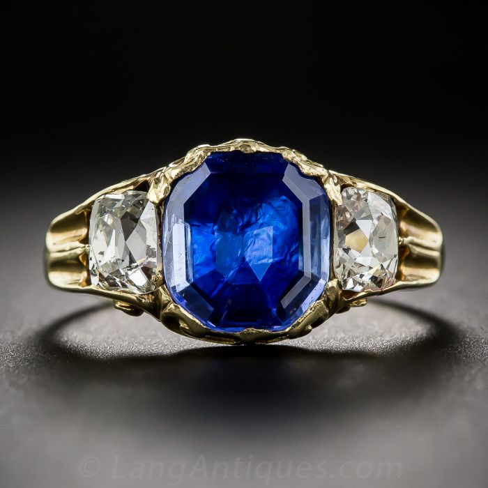 Georgian Antique Sapphire and Diamond Ring