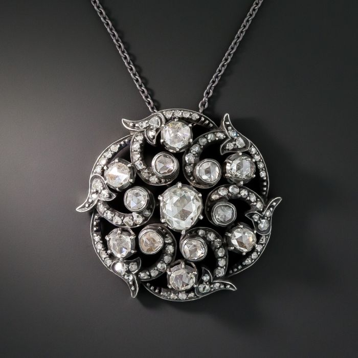 Georgian Rose Cut Diamond Pinwheel Pendant