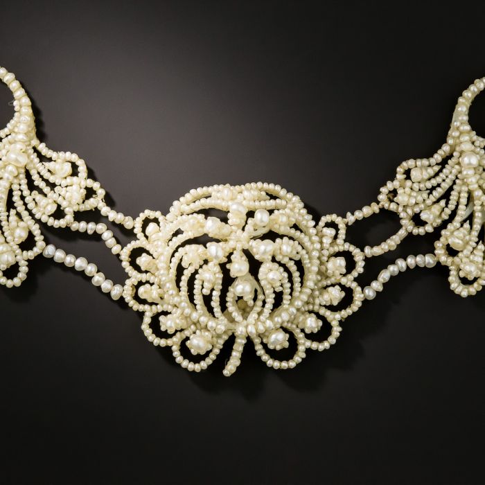 Early Victorian Seed Pearl Garland Necklace