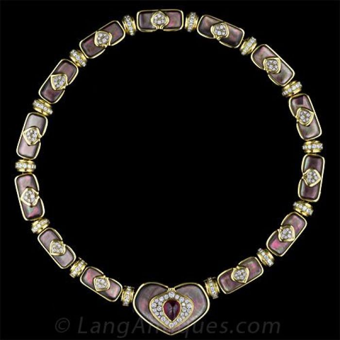 ベリーハリーママ Harry Winston Mother of Pearl, Ruby and Diamond Necklace