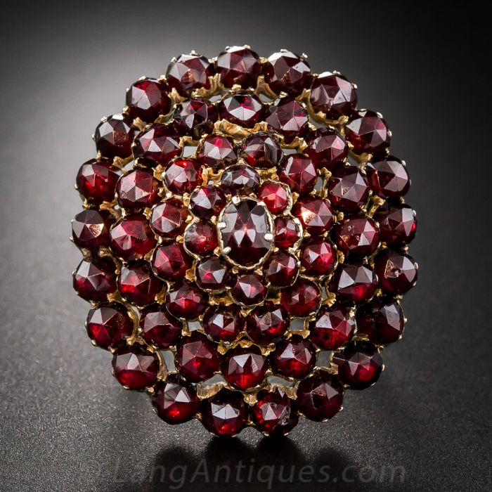 Vintage Bohemian garnet online round layered pin