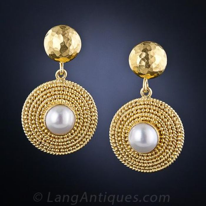 人気★HYERES LOR★Noailles antique pearl point earrings full HYERES LOR】Noailles antique pearl point earrings_full