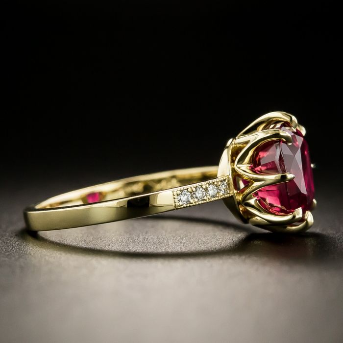 Lang Collection 3.01 Carat Gem Ruby and Diamond 18K Ring - Antique