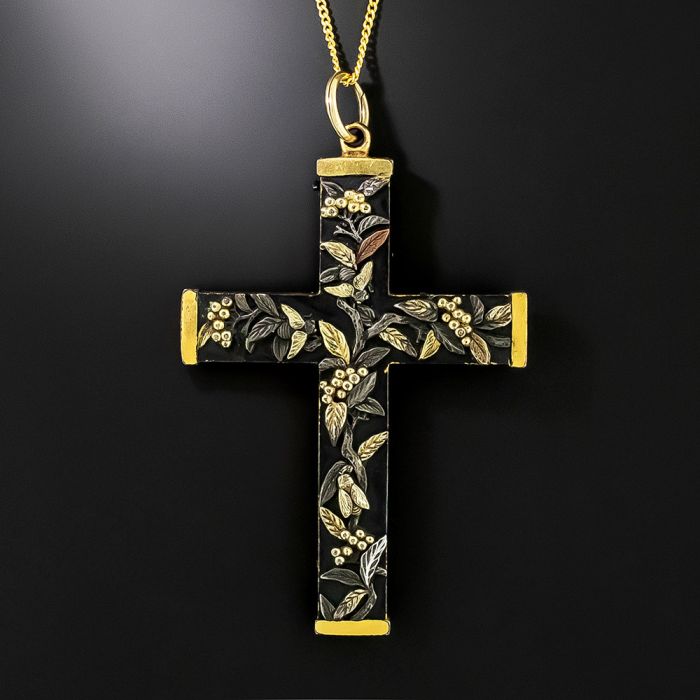 Large Victorian Shakudō Cross