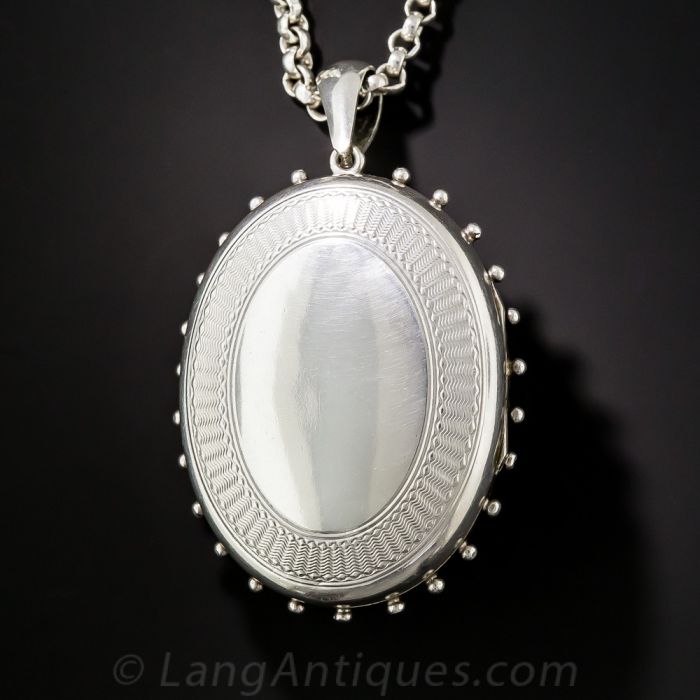 Long silver locket sale