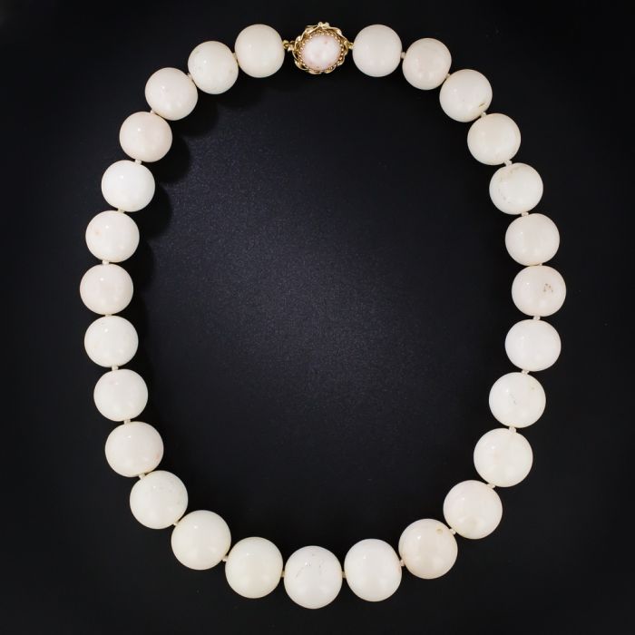 Large White Coral Bead Necklace