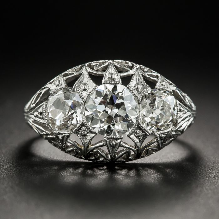 Late Edwardian/Early Art Deco Three-Stone Diamond Ring
