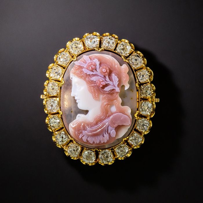 Pink cameo brooch discount