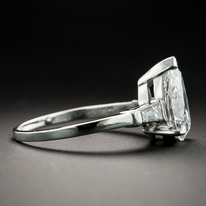 Mid Century 1.90 Carat Pear Shaped Diamond Engagement Ring GIA F VS2
