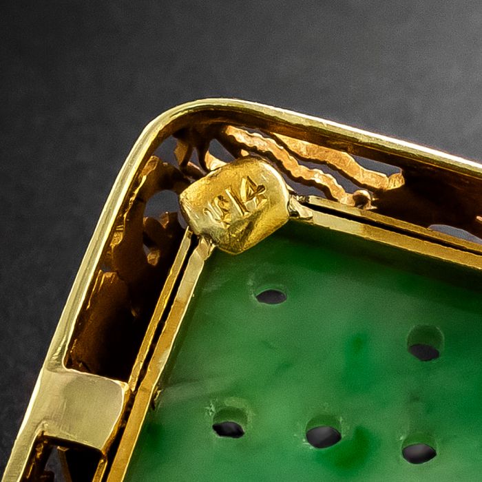 Mid-Century Carved Natural Jade Dragon Necklace