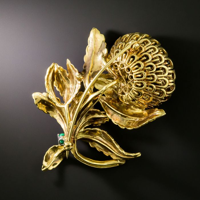 Mid-Century Color-Change Sapphire Flower Brooch by J. E. Caldwell