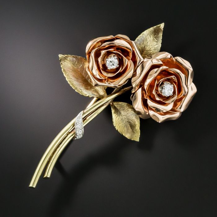 ルネ　Flower Brooch 2個セット Silver Lily of the Valley Brooch, Green May Flower Brooch Pin