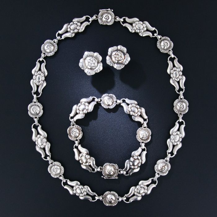 Mid Century Georg Jensen Sterling Silver Jewelry Suite