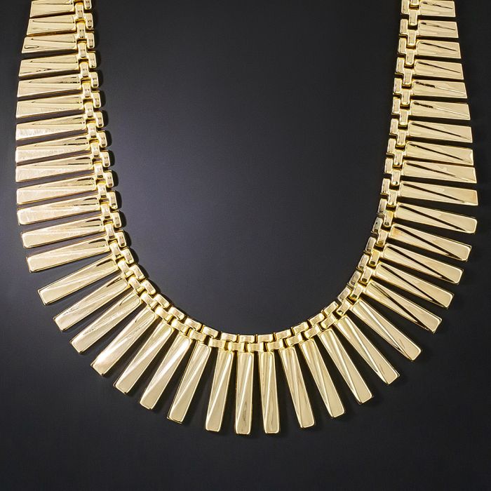Mid-Century Gold Fringe Necklace