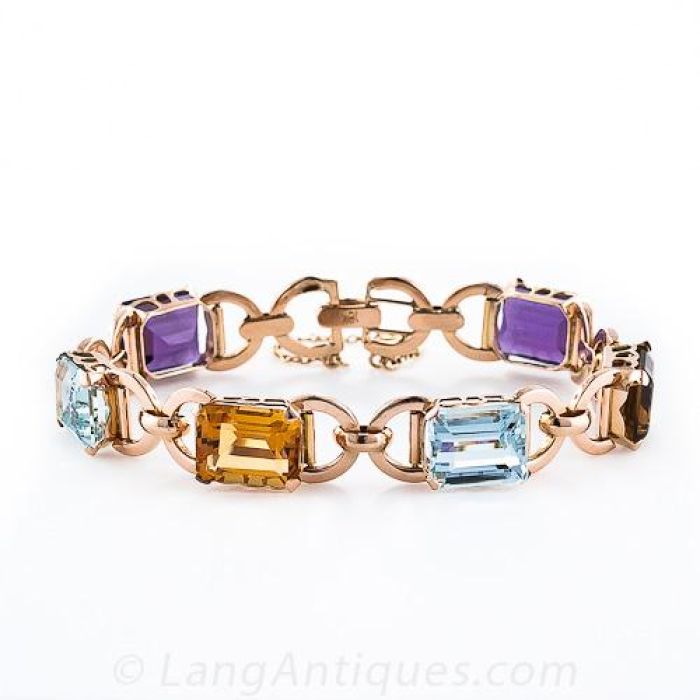 Mid Century Multi Color Stone Bracelet