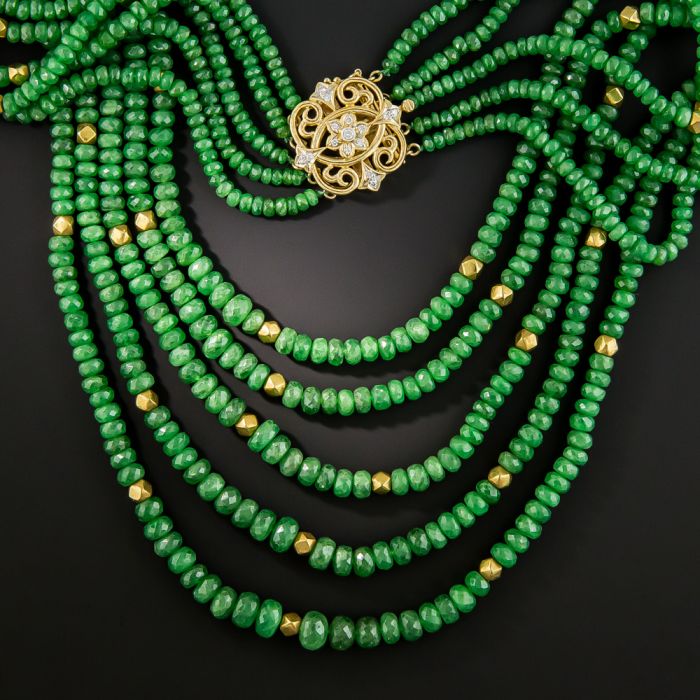 Multi Strand Tsavorite Garnet Necklace
