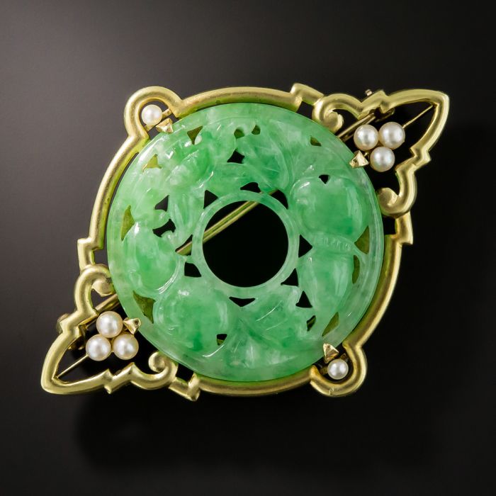Natural Burmese Jade Brooch by Carter Gough and Co