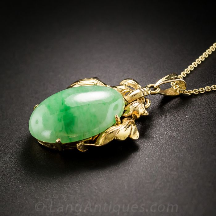 Outlets VINTAGE Jadeite Green Jade Pendant - Phurba Untreated Jade -Silver Bale