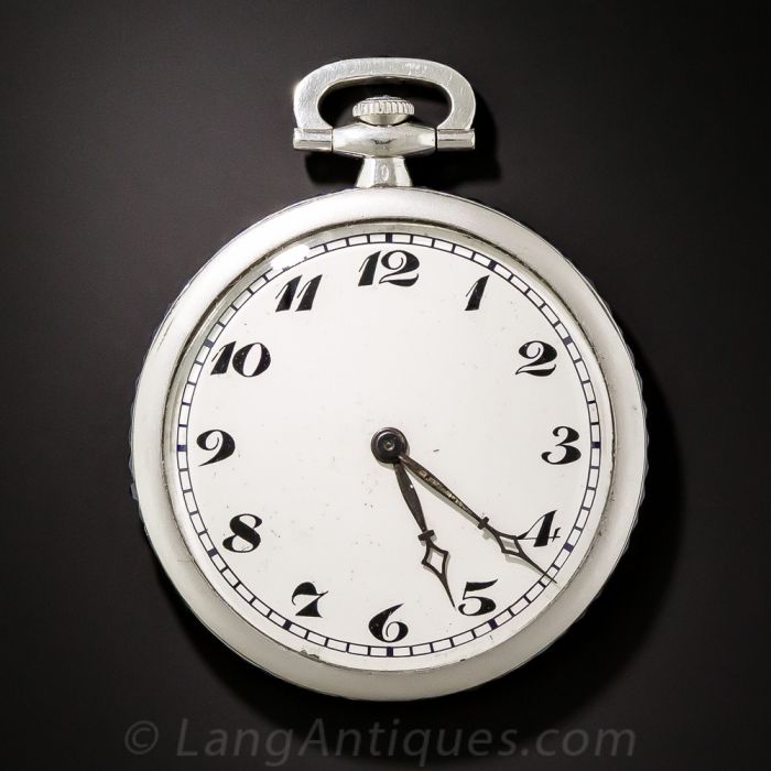 Art Deco Platinum Pocket Watch with Sapphires