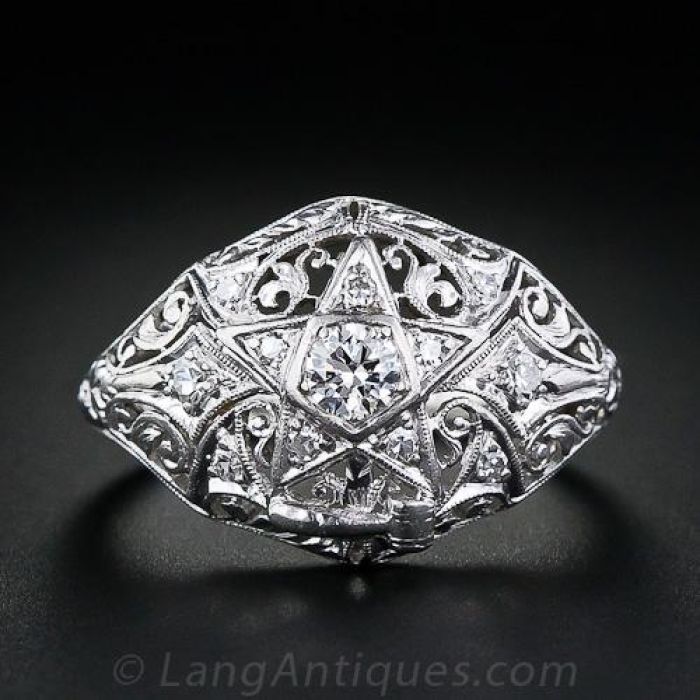 Order of the Eastern Star Vintage Diamond Ring by Granat Bros