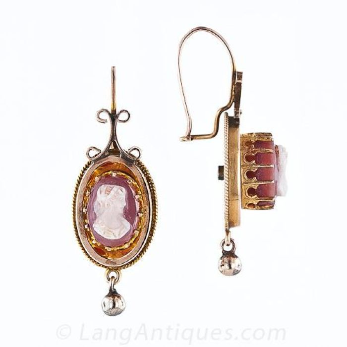 Petite Antique Cameo Earrings
