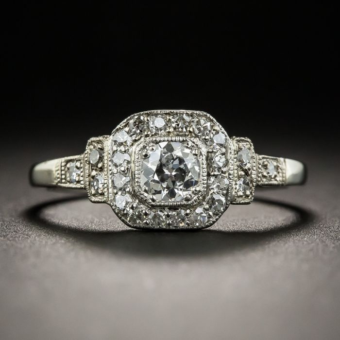 Petite Art Deco .18 Carat Platinum Diamond Ring