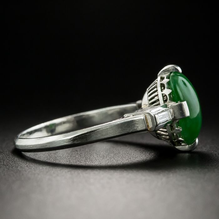 Bague En Jade Naturel Du Myanmar – 34,62 Carats – Taille US 9 – Non Traitée