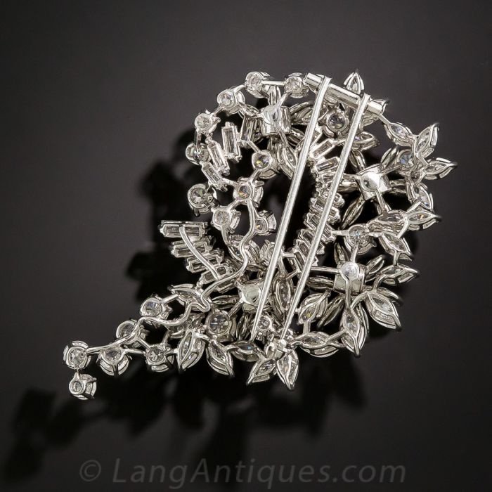 Platinum Diamond Floral Cluster Brooch - En Tremblant