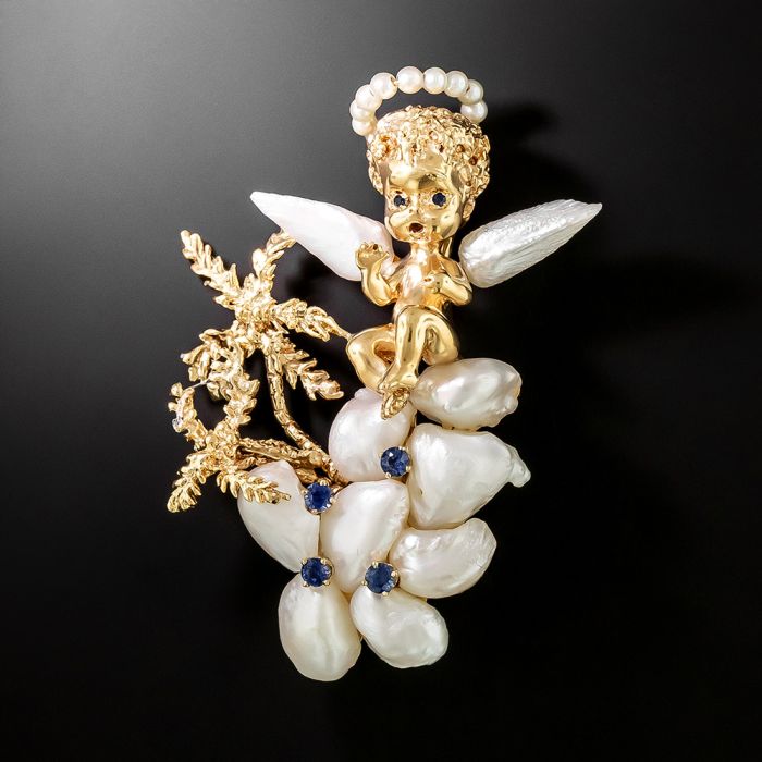 BIJOU ALLIAGE DORÉ broche créateur Oréna Paris brooch EUR 19