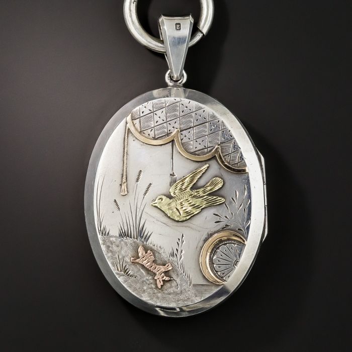 Silver Victorian Book Chain and Locket