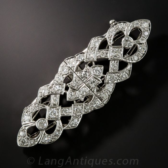 Estate stone 2024 filigree dress clip brooch