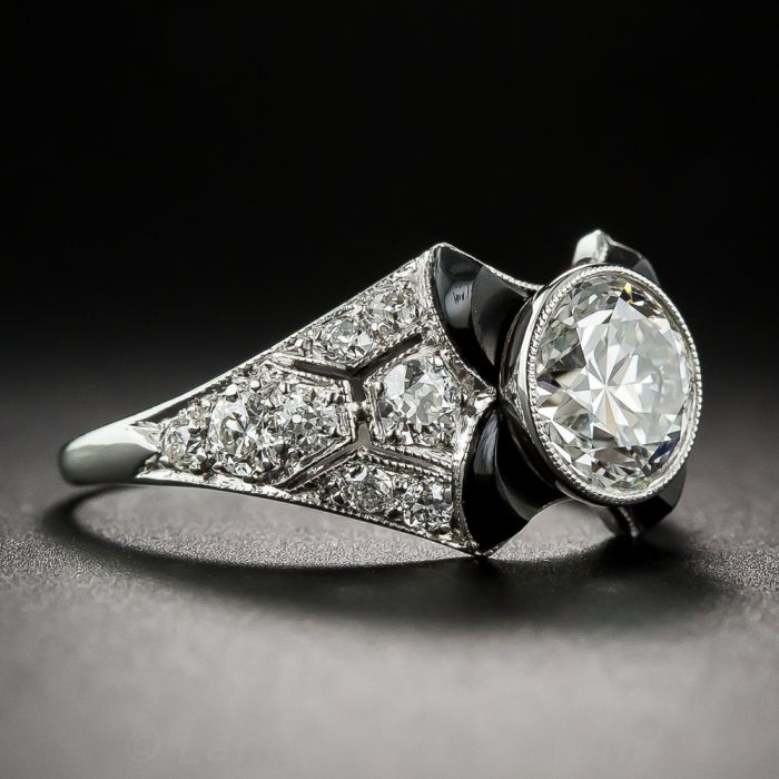 Tiffany & Co. 1.52 Carat GIA: E-VS1 Art Deco Onyx and