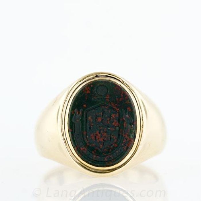 Tiffany Co. Bloodstone Intaglio Signet Ring