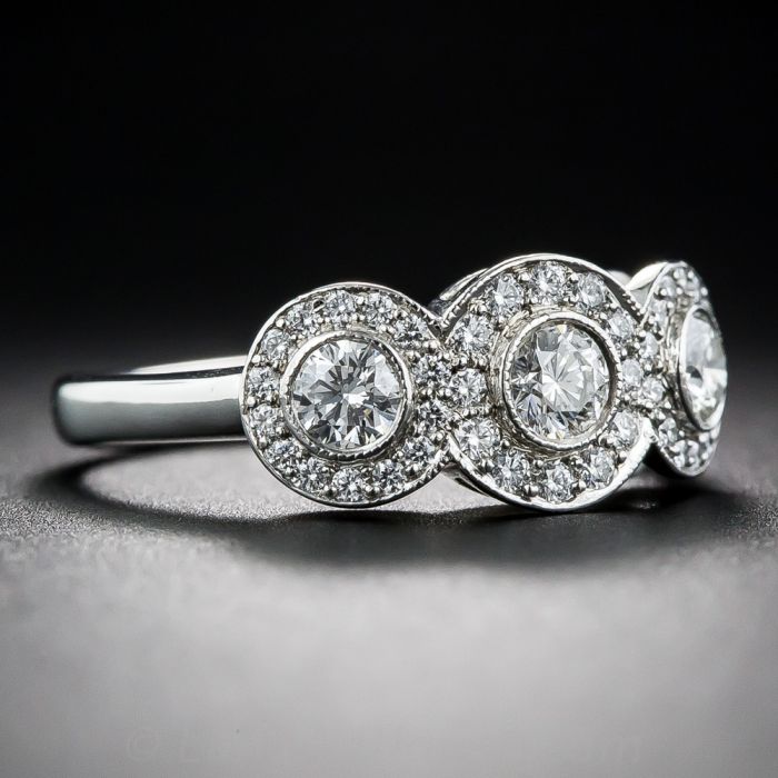 Tiffany and Co. Platinum Three Stone Circlet Diamond Ring
