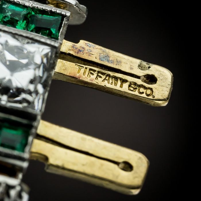 Tiffany Art Deco French-Cut Diamond and Calibre Emerald Bracelet