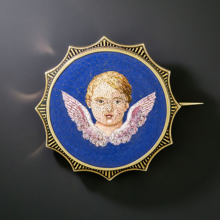 ☆★★☆①BRILLANT SURPIQUE victorian-angel-micromosaic-