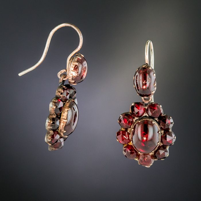 Vintage bohemian garnet earrings best sale