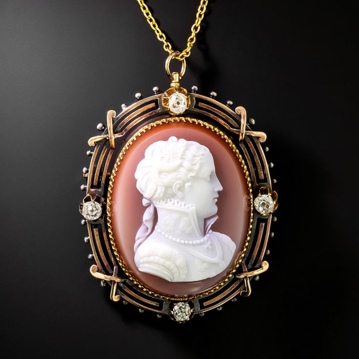 Victorian Carnelian Cameo Pendant Brooch